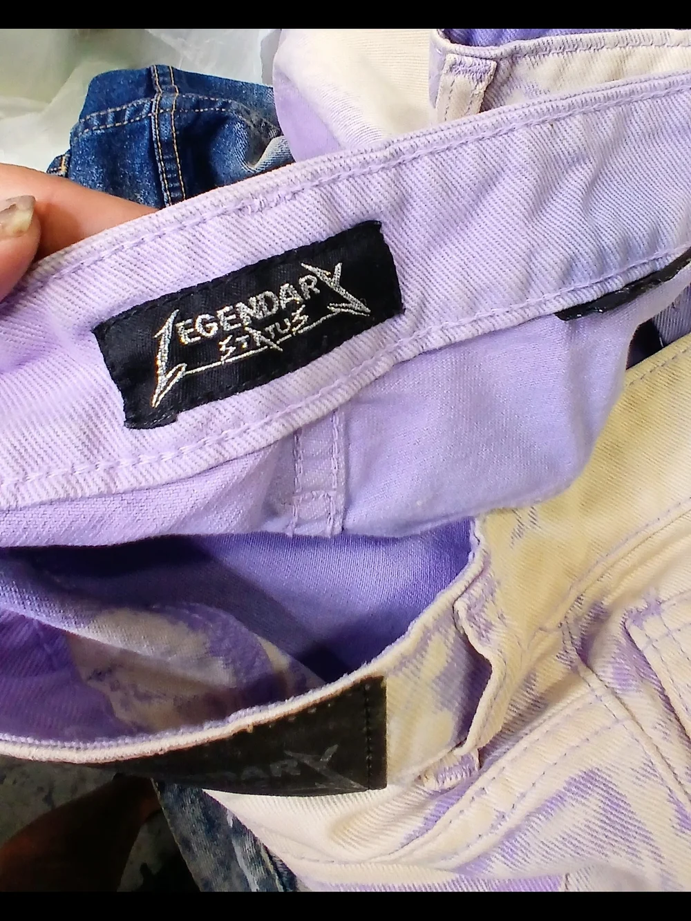 Legendary Whitetails Purple and White Dip-Dye Distressed Jean Shorts